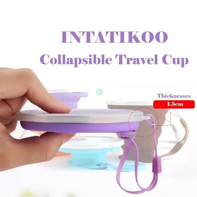 Alt view image 4 of 6 - Silicone Collapsible Cups for Camping Travel,Small Portable Backpacking Camping Cup for Outdoor,Reusable Folding Travel Cup,270ml,Graduated(Purple)