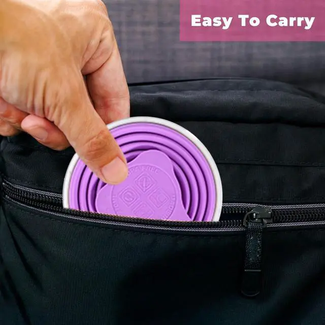 Alt view image 5 of 6 - Silicone Collapsible Cups for Camping Travel,Small Portable Backpacking Camping Cup for Outdoor,Reusable Folding Travel Cup,270ml,Graduated(Purple)