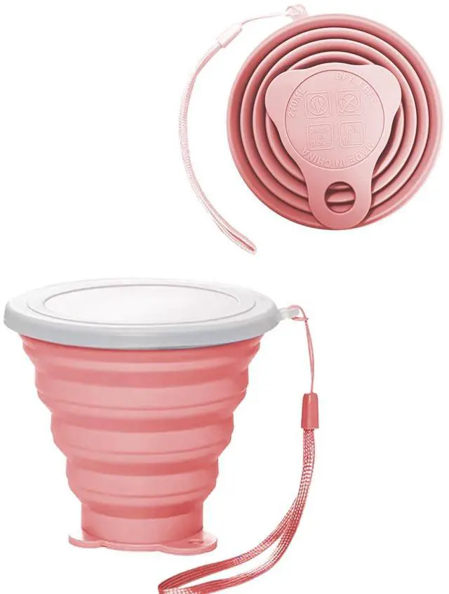 Main image of Silicone Collapsible Cups for Camping Travel,Small Portable Backpacking Camping Cup for Outdoor,Reusable Drinking Cup with Scale,270ml(Pink)