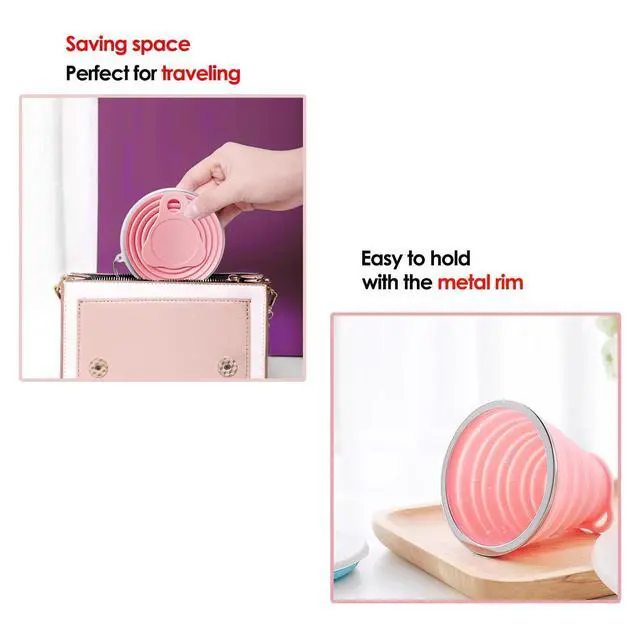 Alt view image 3 of 6 - Silicone Collapsible Cups for Camping Travel,Small Portable Backpacking Camping Cup for Outdoor,Reusable Drinking Cup with Scale,270ml(Pink)