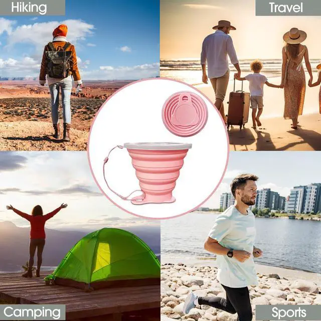Alt view image 5 of 6 - Silicone Collapsible Cups for Camping Travel,Small Portable Backpacking Camping Cup for Outdoor,Reusable Drinking Cup with Scale,270ml(Pink)