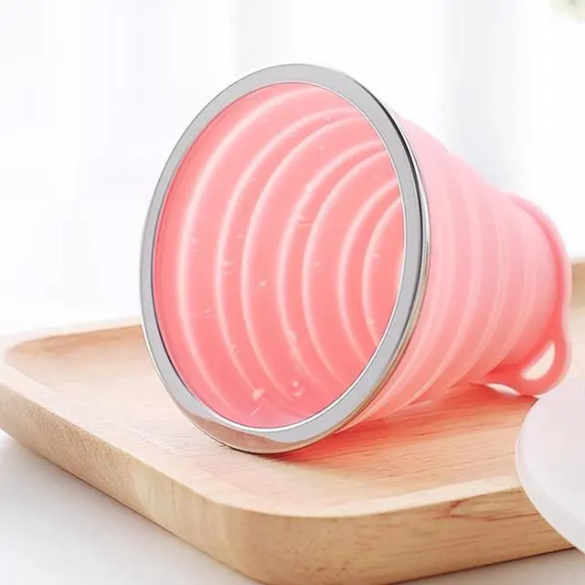 Alt view image 6 of 6 - Silicone Collapsible Cups for Camping Travel,Small Portable Backpacking Camping Cup for Outdoor,Reusable Drinking Cup with Scale,270ml(Pink)