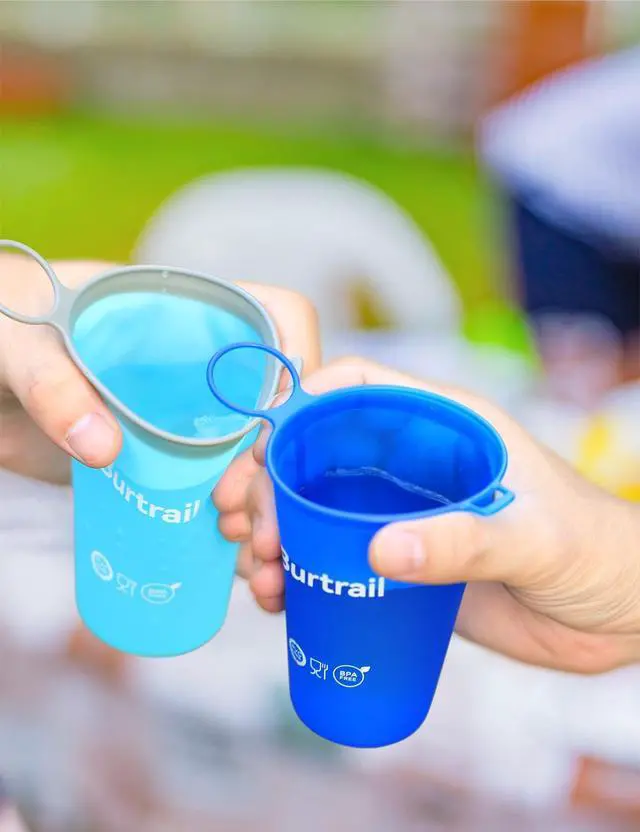 Alt view image 7 of 7 - 200 ml/6.8 oz-2Pack-Collapsible Cup TPU Running Water Cup Ultralight Protable with Carabiner for Backpacking,Running,Climbing,Camping,Party-BPA Free,Blue