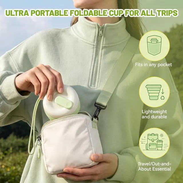 Alt view image 2 of 7 - Collapsible Silicone Water Bottle, Leakproof for Travel Camping | Reusable Foldable Water Cup, Pocket Size for Hiking Beach Gym Festival, Food-Grade Silicone, BPA-Free & Lightweight