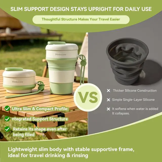 Alt view image 4 of 7 - Collapsible Silicone Water Bottle, Leakproof for Travel Camping | Reusable Foldable Water Cup, Pocket Size for Hiking Beach Gym Festival, Food-Grade Silicone, BPA-Free & Lightweight