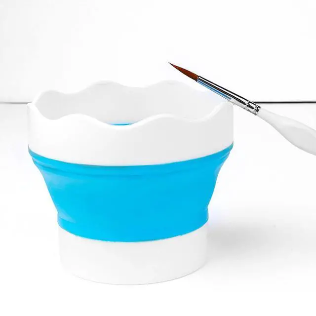 Alt view image 4 of 7 - 4 PCS Collapsible Paint Brush Washer Multifunctional Collapsible Bucket Foldable Water Cup Portable Silicone Washing Bucket Brush Holder Mini Foldable Washing Buckets for Watercolor Oil Painting
