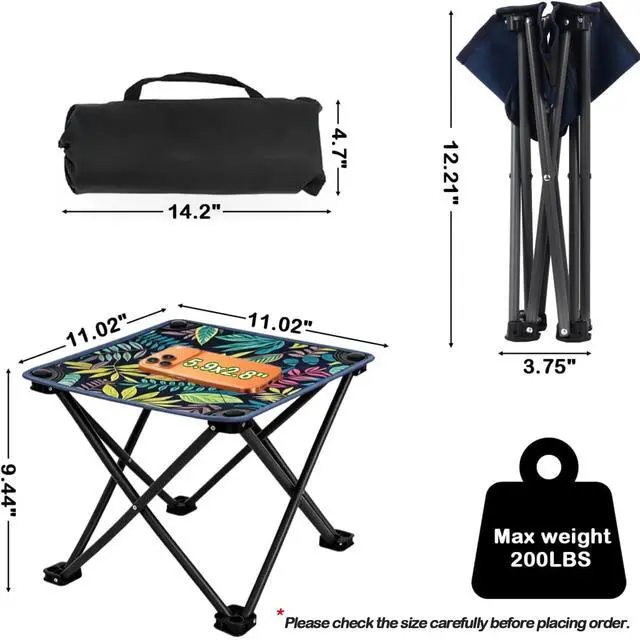 Alt view image 2 of 6 - Portable Collapsible Stool Outdoor Folding Chair Small Camping Stool for Hiking,Fishing,Gardening,Beach and Travel with Carry Bag (1 Pack,Pattern)