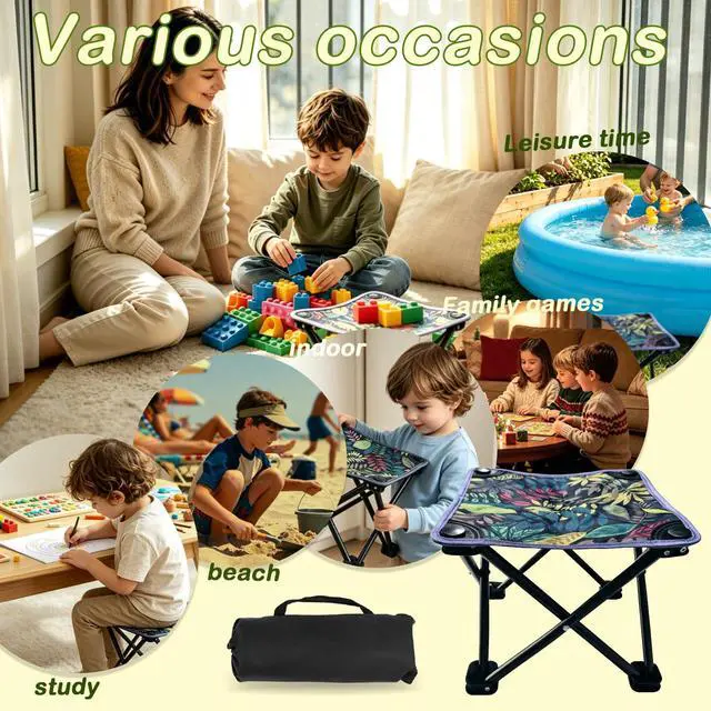 Alt view image 6 of 6 - Portable Collapsible Stool Outdoor Folding Chair Small Camping Stool for Hiking,Fishing,Gardening,Beach and Travel with Carry Bag (1 Pack,Pattern)