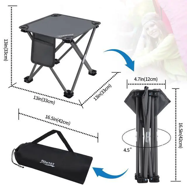 Alt view image 2 of 6 - Camping Stool,Portable Folding Compact Lightweight Stool Seat for Camping Fishing Hiking Gardening Outdoor Walking Backpacking Travelling and Beach with Carry Bag (Grey)