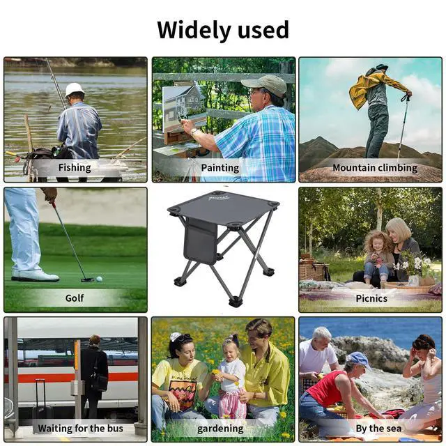 Alt view image 5 of 6 - Camping Stool,Portable Folding Compact Lightweight Stool Seat for Camping Fishing Hiking Gardening Outdoor Walking Backpacking Travelling and Beach with Carry Bag (Grey)