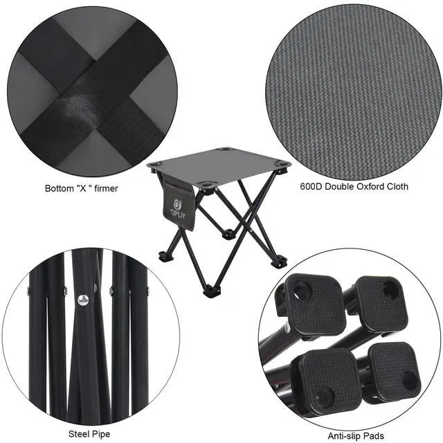 Alt view image 5 of 7 - Camping Stool, Folding Small Chair Portable Camp Stool for Camping Fishing Hiking Gardening and Beach, Camping Seat with Carry Bag (Gray)