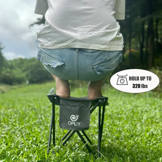 Alt view image 6 of 7 - Camping Stool, Folding Small Chair Portable Camp Stool for Camping Fishing Hiking Gardening and Beach, Camping Seat with Carry Bag (Gray)