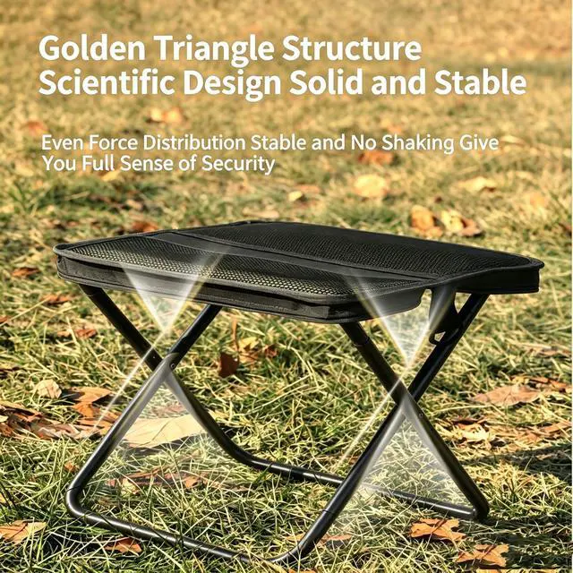 Alt view image 7 of 7 - Foldable Backpack Stool, Folding Backpack Stool with Shoulder Strap & 2 Side Pockets, Collapsible Folding Stool for Camping, Fishing, Hiking, Travel & Outdoor (Black)