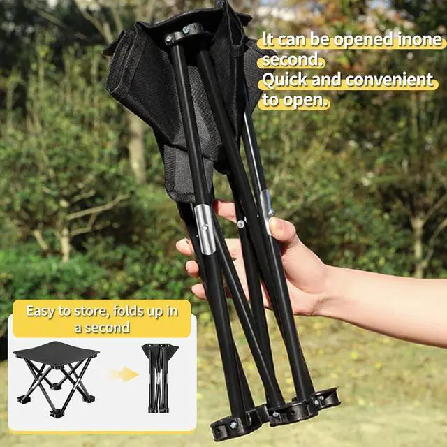 Alt view image 3 of 7 - Portable Folding Camping Stool, Outdoor Camping Lightweight Small Chair for Gardening Fishing BBQ Hiking and Beach, Camping Seat with Carry Bag(Black, L 13")