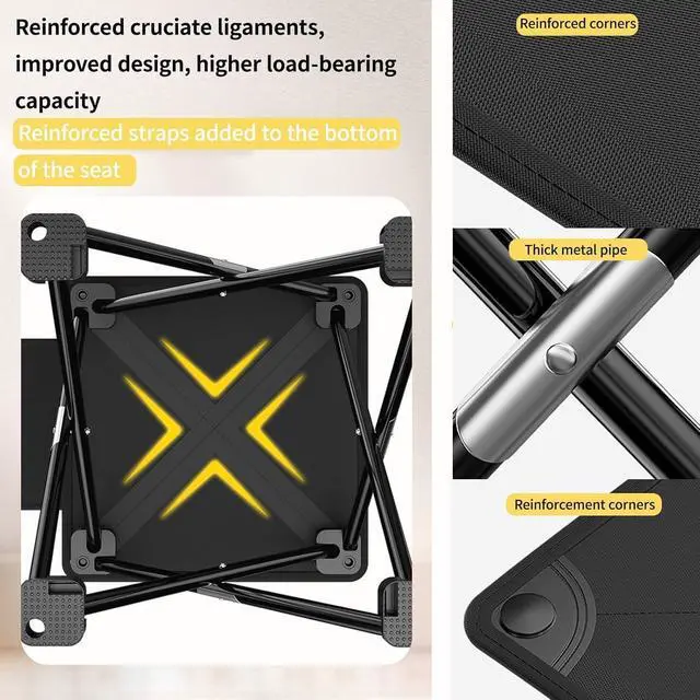 Alt view image 5 of 7 - Portable Folding Camping Stool, Outdoor Camping Lightweight Small Chair for Gardening Fishing BBQ Hiking and Beach, Camping Seat with Carry Bag(Black, L 13")