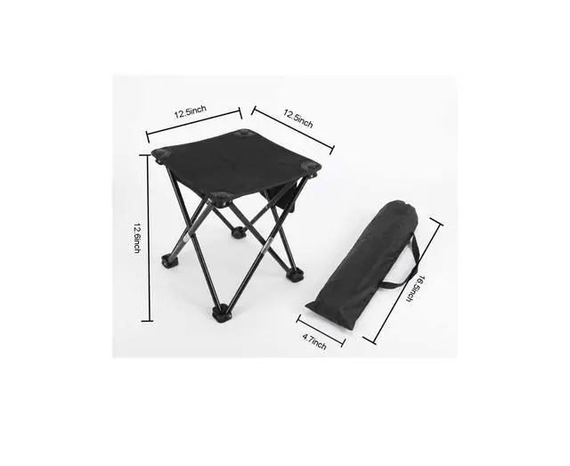 Alt view image 2 of 7 - Portable Folding Camping Stool w/Foot Rest, Lightweight Mini Chair | Collapsible Ottoman for Outdoor Travel, Beach, Hiking, Fishing, Compact Footrest Stool w/Camp Chair, Foldable Mat RV & Picnic