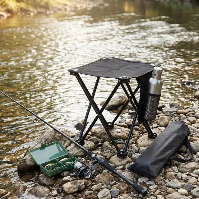 Alt view image 6 of 7 - Portable Folding Camping Stool w/Foot Rest, Lightweight Mini Chair | Collapsible Ottoman for Outdoor Travel, Beach, Hiking, Fishing, Compact Footrest Stool w/Camp Chair, Foldable Mat RV & Picnic