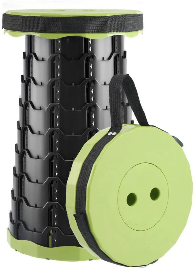 Main image of Portable Collapsible Stool, Pop Up Stool, Retractable Camping Seat | Height range 2.4-17.5 in; thickened PP, 2 lb design and shoulder strap for fishing, hiking, BBQ, travel, and outdoor use.