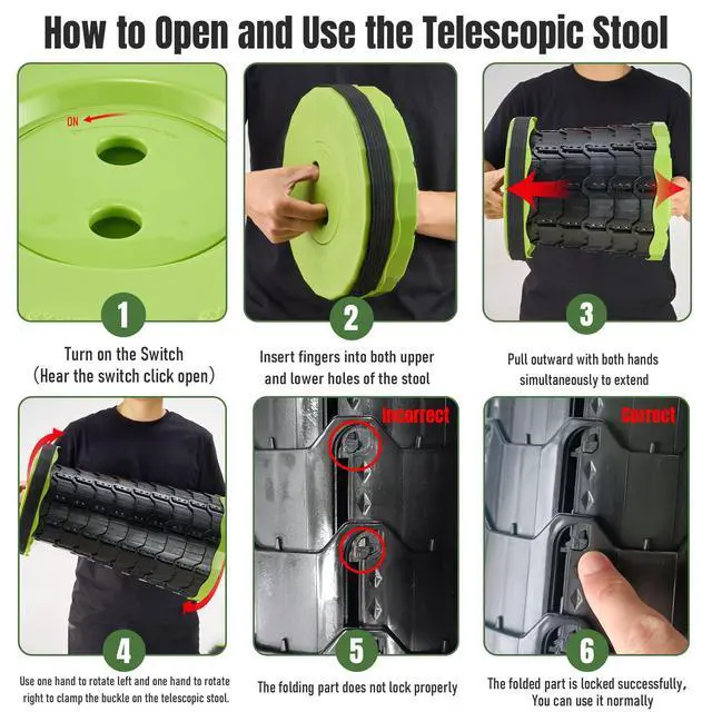 Alt view image 3 of 7 - Portable Collapsible Stool, Pop Up Stool, Retractable Camping Seat | Height range 2.4-17.5 in; thickened PP, 2 lb design and shoulder strap for fishing, hiking, BBQ, travel, and outdoor use.