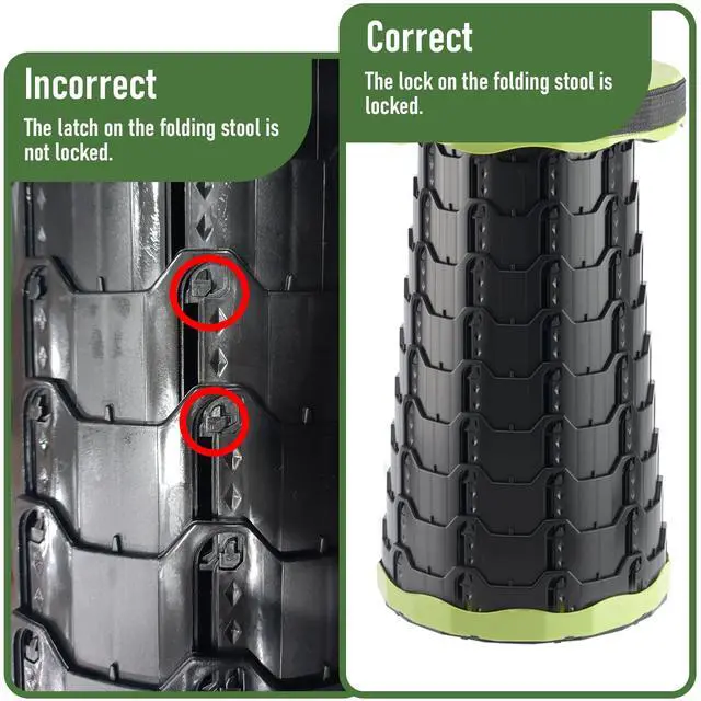 Alt view image 5 of 7 - Portable Collapsible Stool, Pop Up Stool, Retractable Camping Seat | Height range 2.4-17.5 in; thickened PP, 2 lb design and shoulder strap for fishing, hiking, BBQ, travel, and outdoor use.