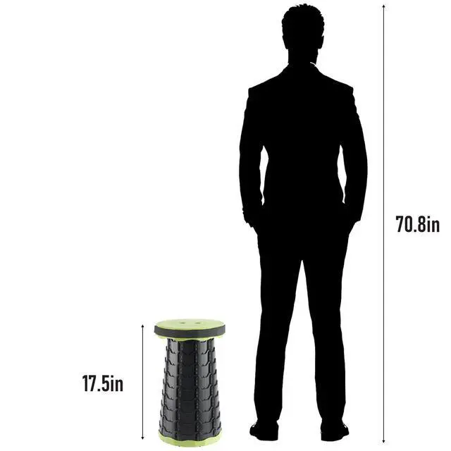 Alt view image 7 of 7 - Portable Collapsible Stool, Pop Up Stool, Retractable Camping Seat | Height range 2.4-17.5 in; thickened PP, 2 lb design and shoulder strap for fishing, hiking, BBQ, travel, and outdoor use.