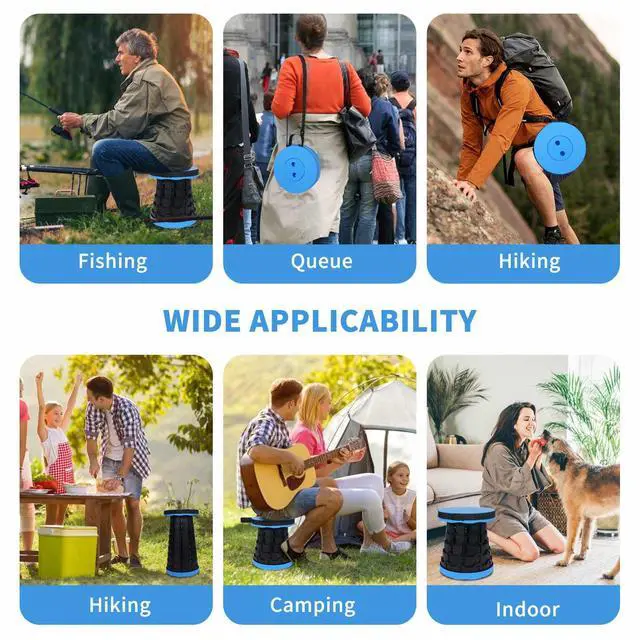 Alt view image 7 of 7 - Upgraded Collapsible Stool, Folding Chair with Switch Lock - Prodable Camping Stool with Load Capacity 400lbs, Retractable Collapsible Stool for Camping Fishing Hiking