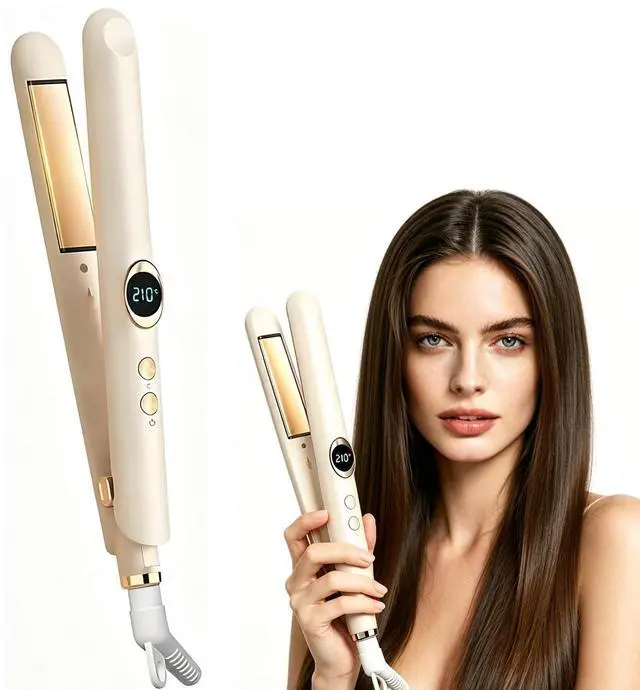 Main image of 2-in-1 Hair Straightener & Curler, Dual-Voltage 30W, Fast Heat-Up