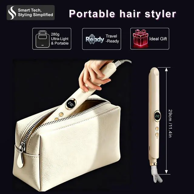 Alt view image 4 of 6 - 2-in-1 Hair Straightener & Curler, Dual-Voltage 30W, Fast Heat-Up