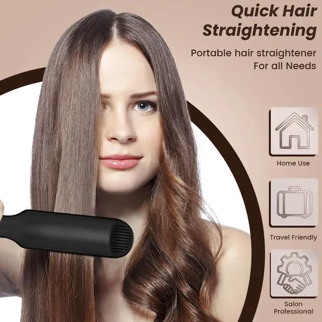 Alt view image 3 of 3 - Portable Dual Voltage Straightening Ceramic Flat Iron, 10S Fast Heating,4-Level Regulation,Wide Flat Iron Hair Straightener and Curler 2 in 1