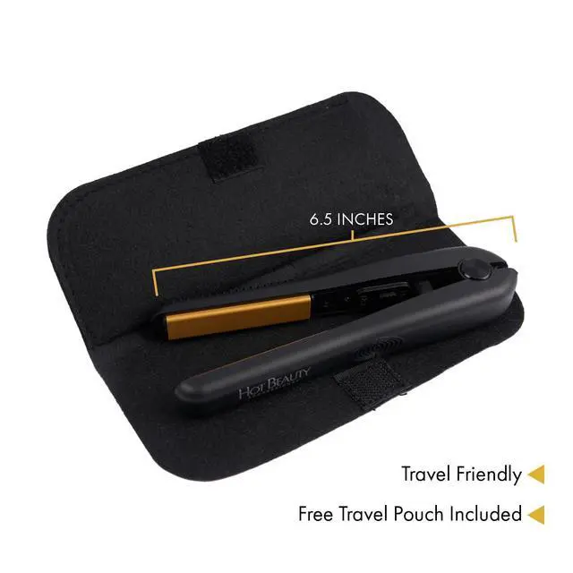 Alt view image 3 of 5 - Professional Ceramic Mini Flat Iron 1/2", Anti-Frizz, Fast Heating, Versatile Styling for Curly & Straight Hair, Ideal for Traveling with Travel Pouch (Black)