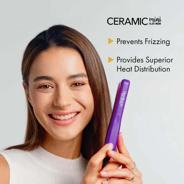 Alt view image 5 of 5 - Professional Ceramic Mini Flat Iron 1/2", Anti-Frizz, Fast Heating, Versatile Styling for Curly & Straight Hair, Ideal for Traveling with Travel Pouch (Black)