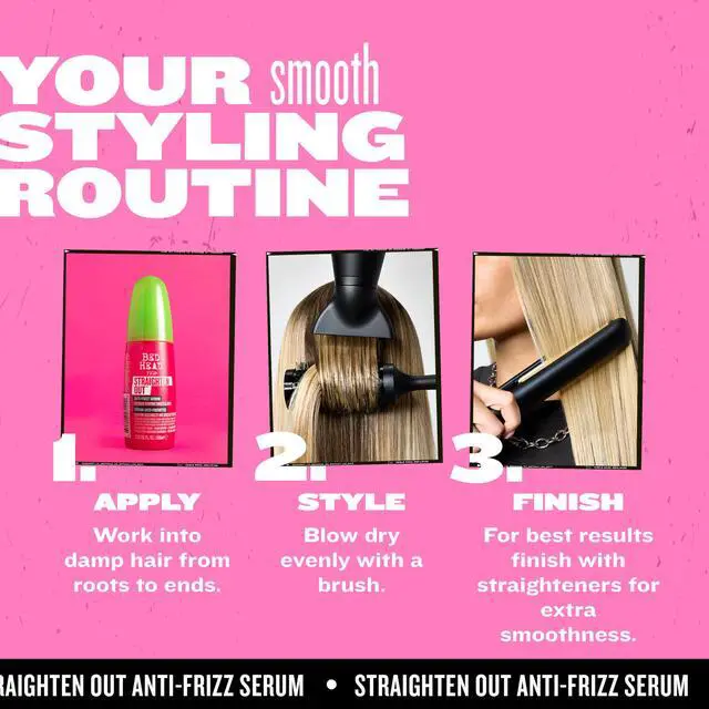 Alt view image 6 of 7 - Bed Head Straighten Out Anti-Frizz Serum for Smooth and Shine, Sulfate-Free Styling Serum for All Hair Types