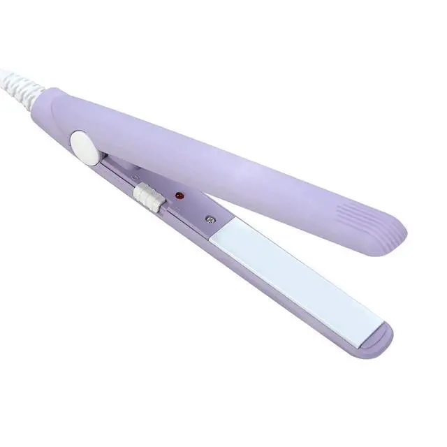 Alt view image 3 of 7 - Mini Hair Straightener 2 in 1 Straight and Curly Hair Flat Iron Ceramic Tourmaline Plate 100-240V 20W US Plug (Purple)