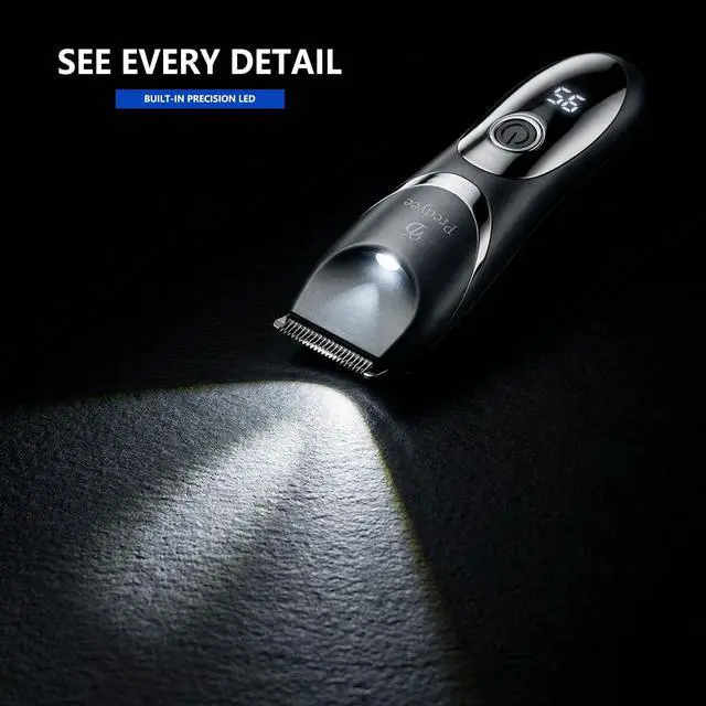 Alt view image 3 of 7 - Men's Body and Groin Trimmer, Electric Manscaping Groomer with Skin-Friendly Ceramic Blade, LED Light, IPX7 Waterproof Wet/Dry Pubic Hair Shaver, USB-C Rechargeable Grooming Kit