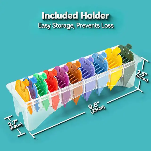 Alt view image 5 of 7 - Clipper Guards Set for Most Wahl Clippers with Holder, 10Pcs, Color-Coded | Color-coded, with Organizer, 10Pcs Set from 1/16" to 1"