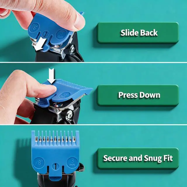 Alt view image 6 of 7 - Clipper Guards Set for Most Wahl Clippers with Holder, 10Pcs, Color-Coded | Color-coded, with Organizer, 10Pcs Set from 1/16" to 1"