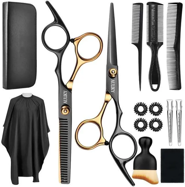 Main image of Hair Cutting Scissors Shears Kits, 15 Pcs Professional Stainless Steel Hairdressing Shears Set Thinning Scissors for Barber/Salon/Home/Men/Women/Kids/Adults