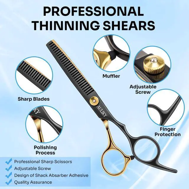 Alt view image 3 of 7 - Hair Cutting Scissors Shears Kits, 15 Pcs Professional Stainless Steel Hairdressing Shears Set Thinning Scissors for Barber/Salon/Home/Men/Women/Kids/Adults