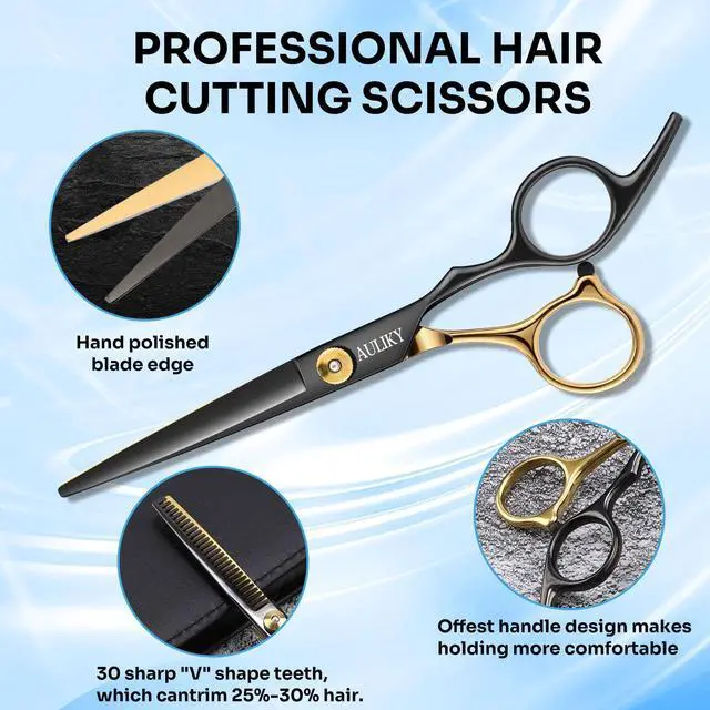 Alt view image 2 of 7 - Hair Cutting Scissors Shears Kits, 15 Pcs Professional Stainless Steel Hairdressing Shears Set Thinning Scissors for Barber/Salon/Home/Men/Women/Kids/Adults