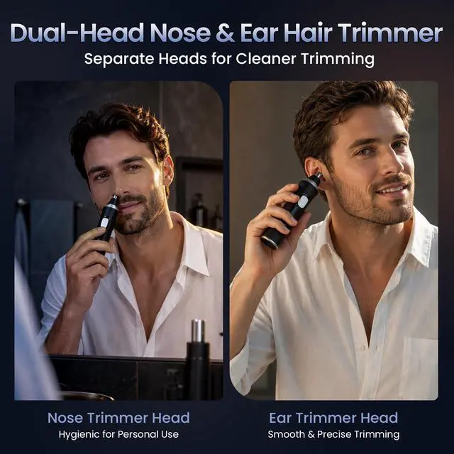 Alt view image 2 of 7 - Ear and Nose Hair Trimmer for Men & Women,2026 Painless USB Rechargeable Eyebrow & Facial & Nose Hair Trimmer Clipper with LED Display for Easy Cleansing Travel Size