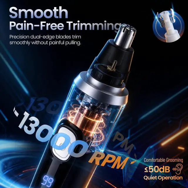 Alt view image 5 of 7 - Ear and Nose Hair Trimmer for Men & Women,2026 Painless USB Rechargeable Eyebrow & Facial & Nose Hair Trimmer Clipper with LED Display for Easy Cleansing Travel Size