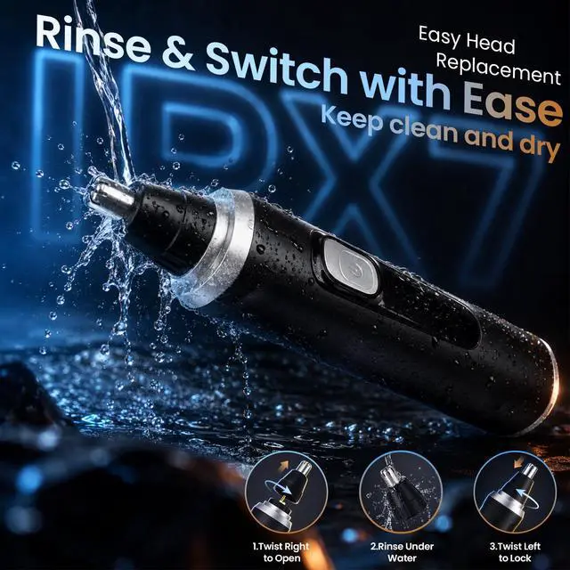 Alt view image 7 of 7 - Ear and Nose Hair Trimmer for Men & Women,2026 Painless USB Rechargeable Eyebrow & Facial & Nose Hair Trimmer Clipper with LED Display for Easy Cleansing Travel Size