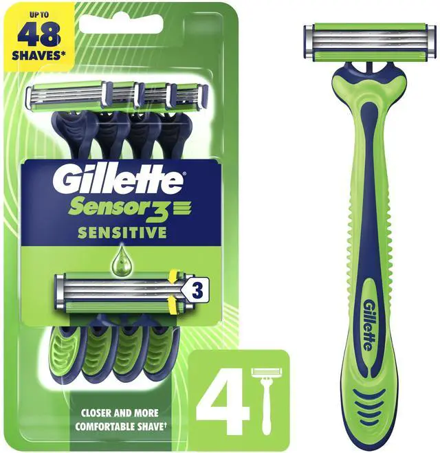 Main image of Sensor3 Sensitive Men's Disposable Razor, 4 Razors