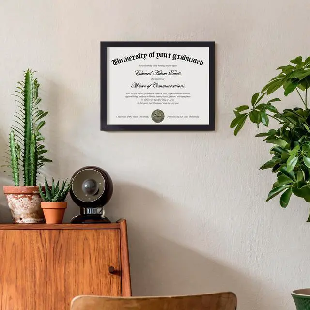 Alt view image 6 of 7 - Certificate Frame, 8.5 by 11 Diploma Frames, 1 Pack, Black | Clear Plexiglass, 8.5x11 Document Degree Frames for Gallery Wall and Tabletop, Graduation Gift
