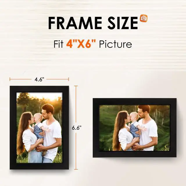 Alt view image 2 of 7 - 4x6 Picture Frame Set of 10, 4x6 Photo Frames Bulk with HD Plexiglass for Wall Hanging or Tabletop Display, Black