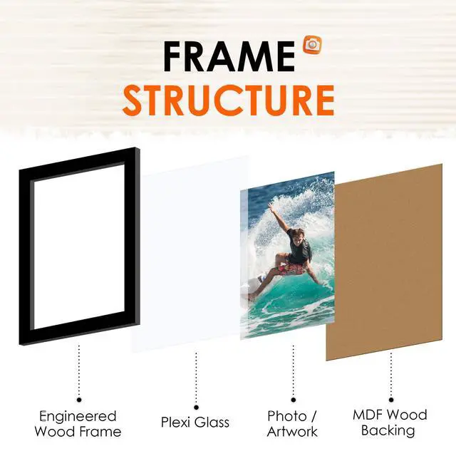 Alt view image 3 of 7 - 4x6 Picture Frame Set of 10, 4x6 Photo Frames Bulk with HD Plexiglass for Wall Hanging or Tabletop Display, Black
