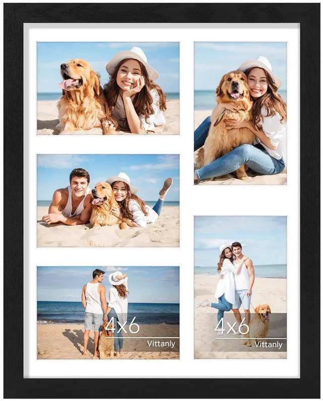 Main image of 11x14 Collage Picture Frame for Wall Mounting, Black | Displays 5Pcs 4x6 Pictures with Mat or 1Pc 11x14 without Mat, Picture Frames Collage Wall Decor, 1 Pack