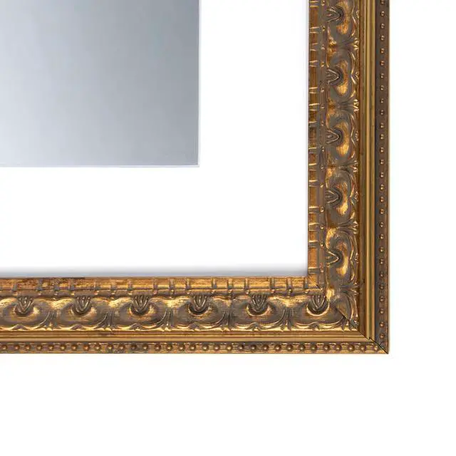 Alt view image 2 of 6 - 11x14 Bronze Photo Frame White Mat for 8x10 Real Glass | Removable Mat Fits 8x10 Picture, Art, Poster or Print Display, Ornate Finish Style, 1.5 Inch Frame Border, Wall Mount Display