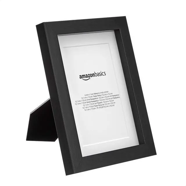 Alt view image 3 of 5 - Rectangular Picture Frame with Glass, 5" x 7", Wall Hanging or Tabletop Display, Mat for 4" x 6" Photo, Black, 2-Pack