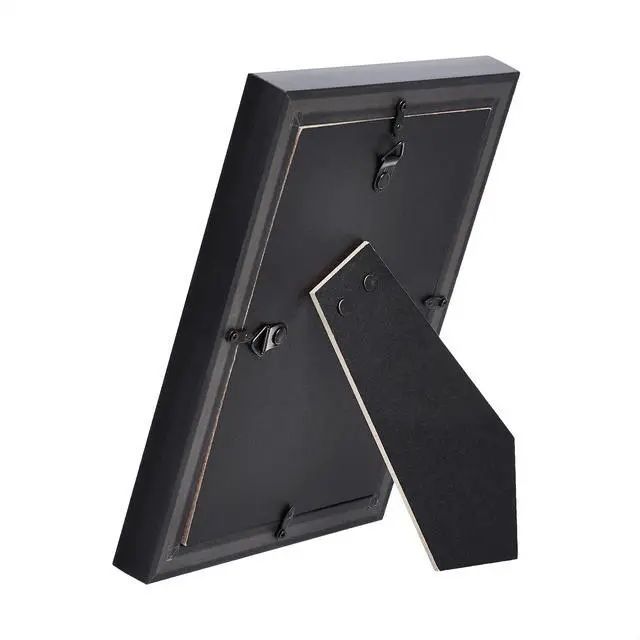 Alt view image 4 of 5 - Rectangular Picture Frame with Glass, 5" x 7", Wall Hanging or Tabletop Display, Mat for 4" x 6" Photo, Black, 2-Pack